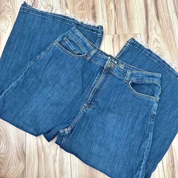 LEE | Denim Jeans Heritage A-line Wide Leg Cropped Raw Hem | Size 18 - Picture 3 of 10